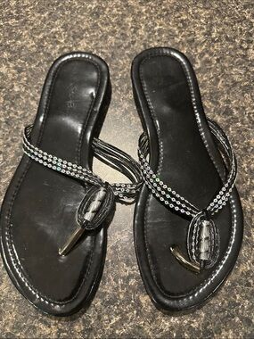 Black Women’s Beaded Thong Sandals